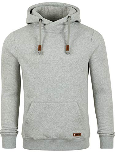 Riverso – Sudadera con capucha para hombre RIVJulian, bolsillo tipo canguro, cuello cruzado, regular, algodón, gris, verde, rojo, azul, negro - Melange Standard 1 (23200). S