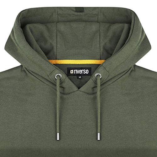 riverso - Sudadera con Capucha para Hombre RIVTheo con Bolsillos de Canguro, Corte Regular de un Solo Color, algodón, Gris, marrón, Verde, Rojo, Azul, Negro Ivy Green (12400) XL