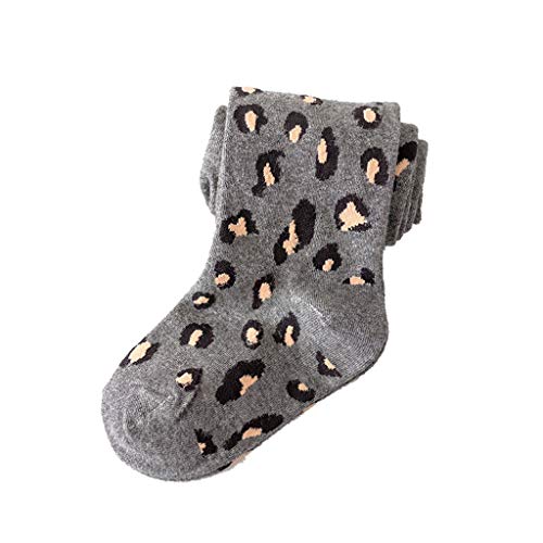 RK-HYTQWR Baby Stock Leggings Pantimedias de algodón con Estampado de Leopardo para niños Medias para niñas de 2 a 10 años, Gris Oscuro L Pantimedias con Estampado de Leopardo, Gris Oscuro