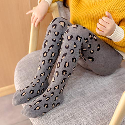 RK-HYTQWR Baby Stock Leggings Pantimedias de algodón con Estampado de Leopardo para niños Medias para niñas de 2 a 10 años, Gris Oscuro S Pantimedias con Estampado de Leopardo, Gris Oscuro