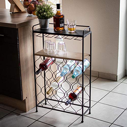 RM Design Botellero de metal – Soporte para botellas de vino, botella de agua – para 18 botellas – Negro