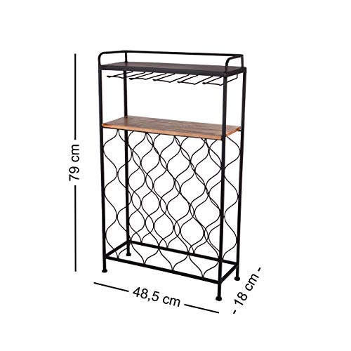 RM Design Botellero de metal – Soporte para botellas de vino, botella de agua – para 18 botellas – Negro