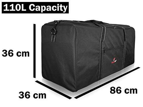 Roamlite Enorme 2-XL Bolsa de Viaje - Bolsas de Lona Muy Grandes para Kit de Gimnasio Deportivo, Equipo, de Fiesta, Almacenamiento o Lavandería - Poliéster 86cm x36cmx36cm 110 litros - Negro RL34