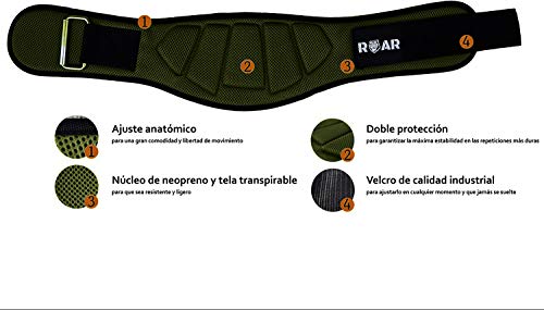 Roar® Cinturón Lumbar Gimnasio, Cinturon gimnasio hombre y mujer, Cinturon halterofilia, Powerlifting, Crossfit, Levantamiento Peso, Musculacion, Cinturon gym hombre, Cinturon pesas (Verde Militar, S) Roar® Cinturón Lumbar Gimnasio, Cinturon gimnasio hombre y mujer, Cinturon halterofilia, Powerlifting, Crossfit, Levantamiento Peso, Musculacion, Cinturon gym hombre, Cinturon pesas (Verde Militar, S)