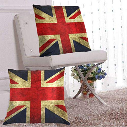 Rockboy Juego de 2 Fundas de Almohada, Bandera Inglesa Vintage, 18x18 Pulgadas