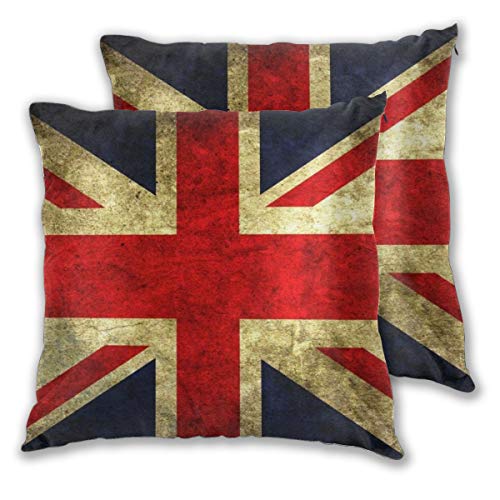 Rockboy Juego de 2 Fundas de Almohada, Bandera Inglesa Vintage, 18x18 Pulgadas