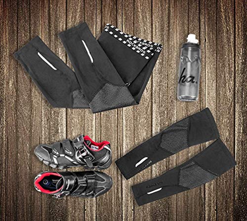 ROCKBROS Calentadores de Piernas Térmicas de Invierno para Hombre Mujer Ciclismo Running Deportes Negro