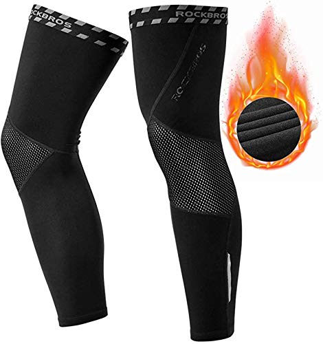 ROCKBROS Calentadores de Piernas Térmicas de Invierno para Hombre Mujer Ciclismo Running Deportes Negro