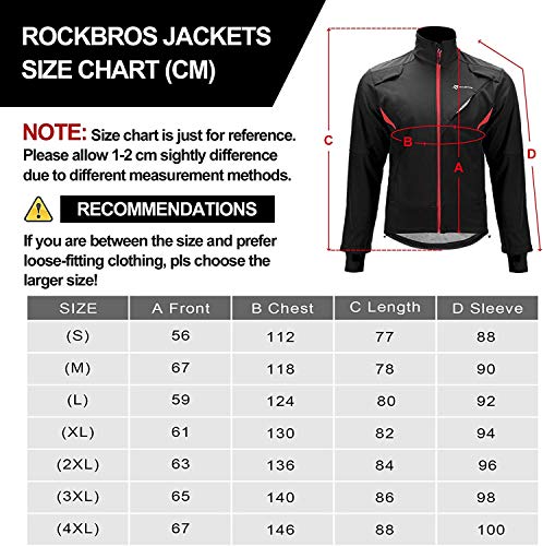 ROCKBROS Chaqueta Térmico Ciclismo Bicicleta Running Deportes a Prueba de Viento para Hombres Mujeres, Negro ROCKBROS Chaqueta Térmico Ciclismo Bicicleta Running Deportes a Prueba de Viento para Hombres Mujeres, Negro