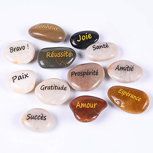 RockImpact 12 Piedras Grabadas, Regalos Sentimentales, Recuerdos de Comunión, Agradecimiento Boda, Piedra de Curación Palabra, Frases Motivadoras, Inspirador, Ánimo, Motivación, al por Mayor, 5-8cm RockImpact 12 Piedras Grabadas, Regalos Sentimentales, Recuerdos de Comunión, Agradecimiento Boda, Piedra de Curación Palabra, Frases Motivadoras, Inspirador, Ánimo, Motivación, al por Mayor, 5-8cm