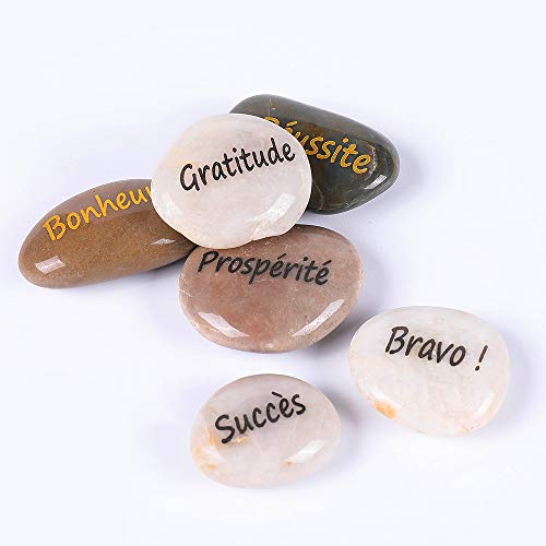 RockImpact 12 Piedras Grabadas, Regalos Sentimentales, Recuerdos de Comunión, Agradecimiento Boda, Piedra de Curación Palabra, Frases Motivadoras, Inspirador, Ánimo, Motivación, al por Mayor, 5-8cm