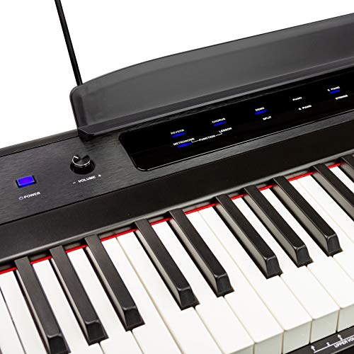 RockJam Teclado de piano digital para principiantes Piano con teclas semipesadas de tamaño completo, Soporte de música, Fuente de alimentación y altavoces incorporados