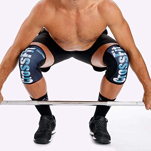 RockTape Rodilleras, Paquete de 2, Grado de Competencia, 5 mm o 7 mm de Grosor, Neopreno de compresión, Extra Largo para Soporte VMO, Assassins, Color Crossfit Blue, tamaño 7mm L RockTape Rodilleras, Paquete de 2, Grado de Competencia, 5 mm o 7 mm de Grosor, Neopreno de compresión, Extra Largo para Soporte VMO, Assassins, Color Crossfit Blue, tamaño 7mm L