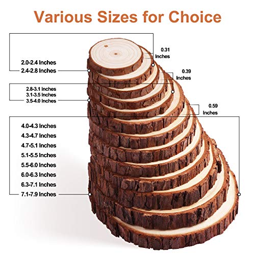 Rodajas de Madera Círculos 6-7 cm 30 pcs Fuyit Discos de Madera Rebanada 10m Cuerda de Cáñamo Maderas Naturales Perforado Con Corteza de Árbol Para Manualidades