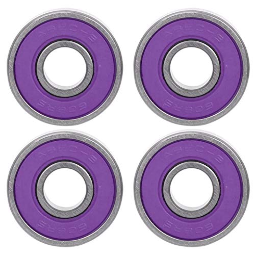 Rodamientos de Bolas Juego de rodamientos de monopatín 8 Piezas Patineta Scooter 608 Rodamientos de Bolas en Miniatura Kit de rodamientos de Bolas de patín(Purple ABEC-7)