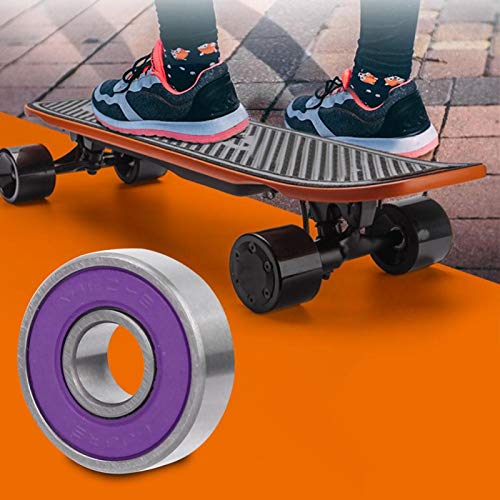 Rodamientos de Bolas Juego de rodamientos de monopatín 8 Piezas Patineta Scooter 608 Rodamientos de Bolas en Miniatura Kit de rodamientos de Bolas de patín(Purple ABEC-7)