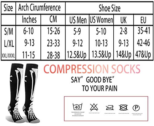 Rodilla Alta Calcetines y Medias de Compresión para Hombres y Mujeres 20-30 mmHg 2 pares for Ejercicio,Correr,Enfermeras,Médico,Embarazo,Maternidad,Viajes,Vuelo,Aumenta la Resistencia,Reduce la Fatiga