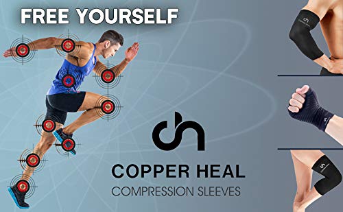 RODILLERA de Compresión COPPER HEAL -MEJOR Soporte Refuerzo Recuperación médica mayor contenido COBRE infundido apoyar músculos articulaciones dolor rígido correas estabilizador menisco rotura rótula