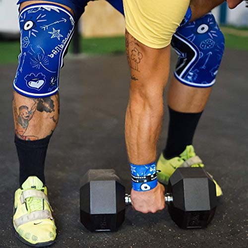 RODILLERAS BLUE DRAW (2 unds) - 5mm Knee Sleeves - Halterofilia, deporte funcional, CrossFit, Levantamiento de Pesas, Running y otros deportes. UNISEX 1 PAR AZUL (L)