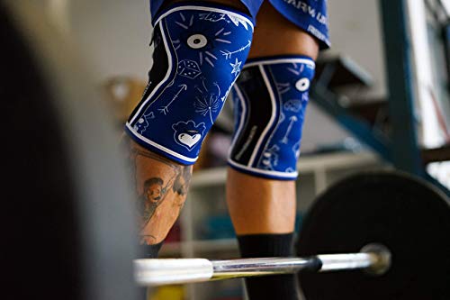 RODILLERAS BLUE DRAW (2 unds) - 5mm Knee Sleeves - Halterofilia, deporte funcional, CrossFit, Levantamiento de Pesas, Running y otros deportes. UNISEX 1 PAR AZUL (L)