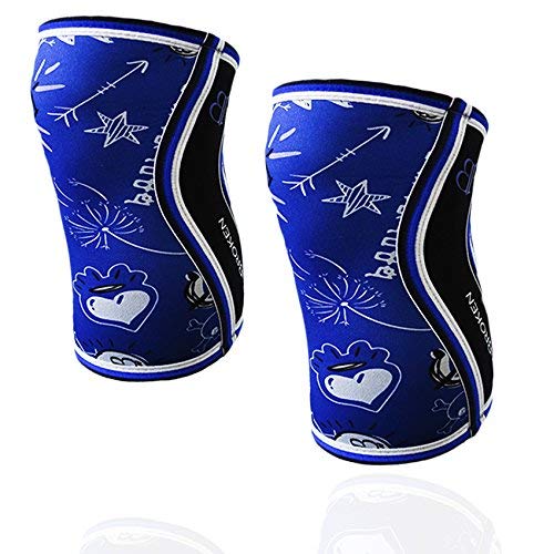 RODILLERAS BLUE DRAW (2 unds) - 5mm Knee Sleeves - Halterofilia, deporte funcional, CrossFit, Levantamiento de Pesas, Running y otros deportes. UNISEX 1 PAR AZUL (L)