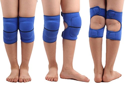 Rodilleras con almohadillas de protección, elásticas, gruesas, para niños; para uso en bailes, voleibol, deportes, etc., azul