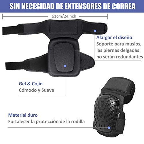 Rodilleras de trabajo Preciva Rodilleras Profesionales para el Trabajo, Almohadillas de Gel de precisión para la Rodilla, para la construcción, jardinería, con Fuertes Correas Dobles y fácil fijación