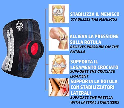 Rodilleras Menisco y Ligamento Ortopedica - Rodilleras Crossfit - Rodillera Rotuliana Para Deporte y Rehabilitación - Rodillera Menisco Deportiva con DOBLES ESTABILIZADORES y FUNDA PROTECTORA Incluida