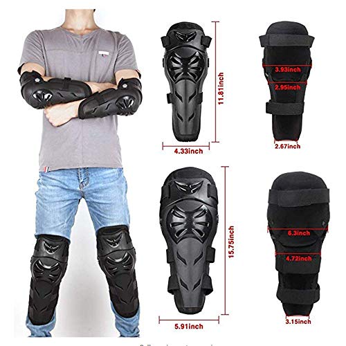 Rodilleras Moto Coderas para Hombre - 4 Piezas Motocross Rodilleras de protección Coderas Motocicleta Equipo de Protecciones para Moto K.T.M BMW, Enduro, Carreras, Ciclismo (Negro) Rodilleras Moto Coderas para Hombre - 4 Piezas Motocross Rodilleras de protección Coderas Motocicleta Equipo de Protecciones para Moto K.T.M BMW, Enduro, Carreras, Ciclismo (Negro)