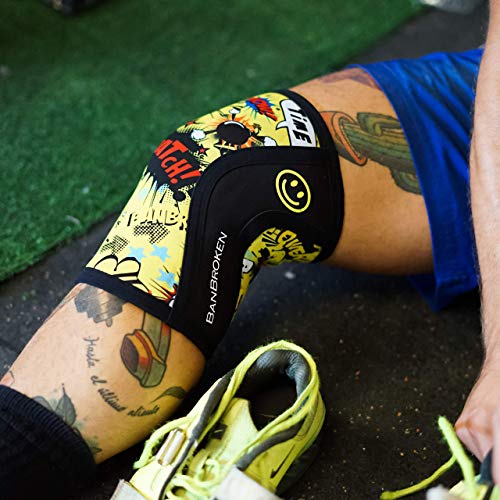 Rodilleras YELLOW FUN (2 unds) - 5mm Knee Sleeves - Halterofilia, deporte funcional, CrossFit, Levantamiento de Pesas, Running y otros deportes. UNISEX AMARILLO 1 PAR (M)