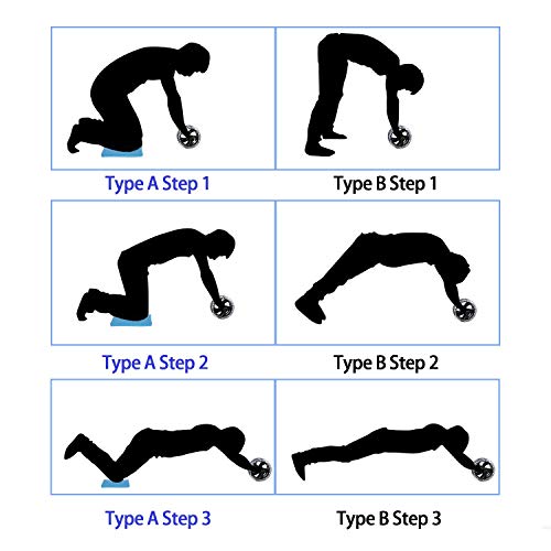 Rodillo abdominales, WeyTy AB Wheel Rueda para Flexiones Entrenamientos de Abdominals Push Up con Cojín del Arrodillamiento, Perfecto para Fitness Casa, Entrenamientos de Abdominals, Unisex Rodillo abdominales, WeyTy AB Wheel Rueda para Flexiones Entrenamientos de Abdominals Push Up con Cojín del Arrodillamiento, Perfecto para Fitness Casa, Entrenamientos de Abdominals, Unisex