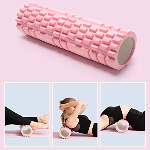 Rodillo de Espuma Foam Roller Rosado Multifunción Masajes Muscular Fitness Pilates Yoga Rollo de Fascia Rodillos de Ejercicio para el Hogar y el Gimnasio Relajar los Músculos de los Tejidos Profundos.