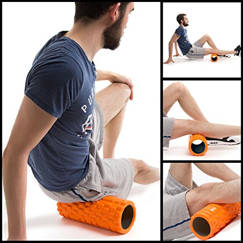 Rodillo de espuma para masaje muscular (Libro de ejercicios incluido) diseño de rejilla para accionar la terapia de puntos para el dolor de espalda y los músculos de las piernas - 33 x 14 cm Rodillo de espuma para masaje muscular (Libro de ejercicios incluido) diseño de rejilla para accionar la terapia de puntos para el dolor de espalda y los músculos de las piernas - 33 x 14 cm