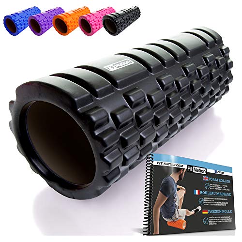 Rodillo de espuma para masaje muscular (Libro de ejercicios incluido) diseño de rejilla para accionar la terapia de puntos para el dolor de espalda y los músculos de las piernas - 33 x 14 cm Rodillo de espuma para masaje muscular (Libro de ejercicios incluido) diseño de rejilla para accionar la terapia de puntos para el dolor de espalda y los músculos de las piernas - 33 x 14 cm