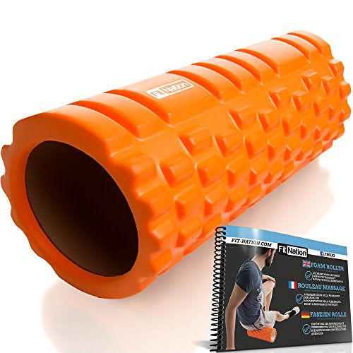 Rodillo de espuma para masaje muscular (Libro de ejercicios incluido) diseño de rejilla para accionar la terapia de puntos para el dolor de espalda y los músculos de las piernas - 33 x 14 cm Rodillo de espuma para masaje muscular (Libro de ejercicios incluido) diseño de rejilla para accionar la terapia de puntos para el dolor de espalda y los músculos de las piernas - 33 x 14 cm