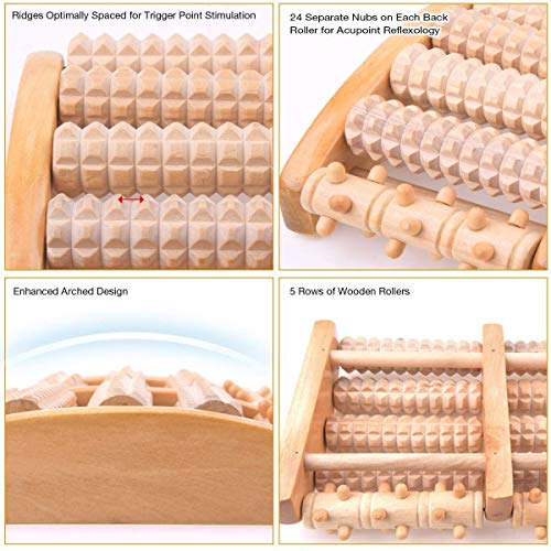 Rodillo para masaje de pies de madera, NALCY Rodillo masajeador de madera para acupuntura de doble pie, alivia la fascitis plantar, el estrés en el talón, el dolor de arco Rodillo para masaje de pies de madera, NALCY Rodillo masajeador de madera para acupuntura de doble pie, alivia la fascitis plantar, el estrés en el talón, el dolor de arco