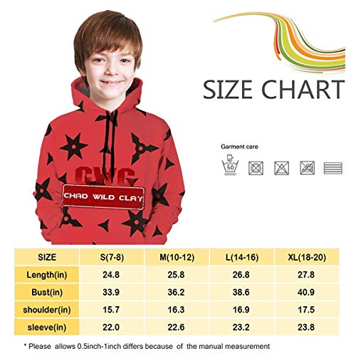 Rogerds Sudadera con Capucha Unisex Niños, CWC Chad Wild Clay Kids Boys Teens Fashion Hoodies Unique Fashion Pullover