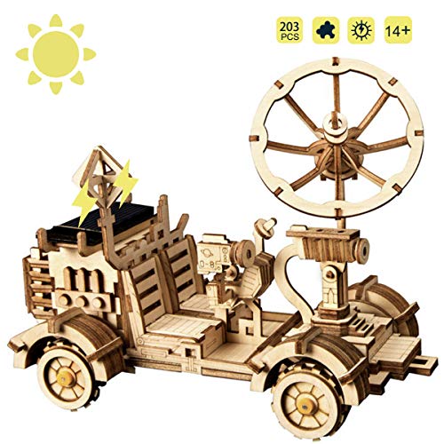 ROKR Solar Powered Toy Car-3D Puzzle de Madera Kits de Modelo - Juguetes Educativos con Energia Solar-Kit de construcción de Modelo mecánico para Adolescentes y Adultos (Moon Buggy)