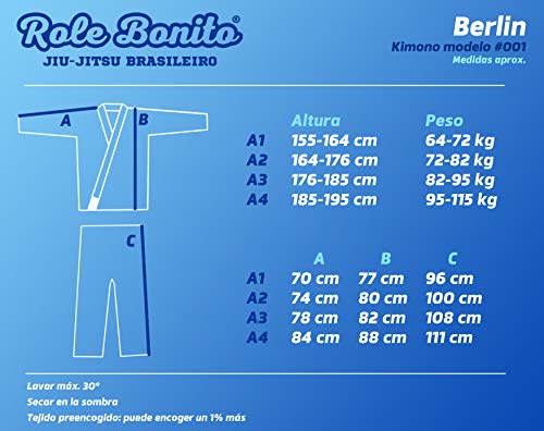 Role Bonito Kimono de Jiu-Jitsu Negro para Hombre (BJJ Gi) Talla A2 Role Bonito Kimono de Jiu-Jitsu Negro para Hombre (BJJ Gi) Talla A2