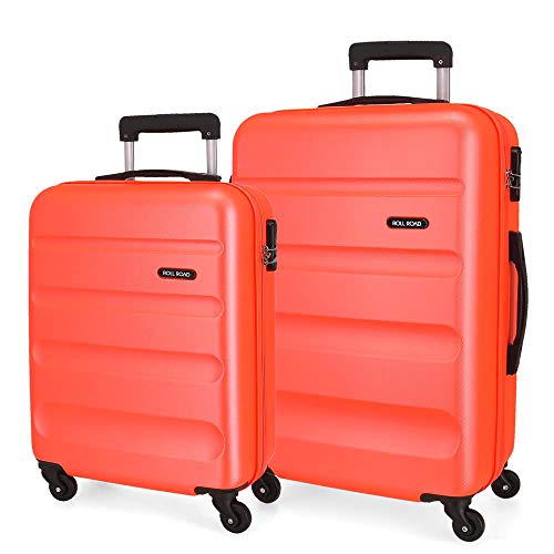 Roll Road Flex Juego de maletas Naranja 55/65 cms Rígida ABS Cierre combinación 91L 4 Ruedas Equipaje de Mano