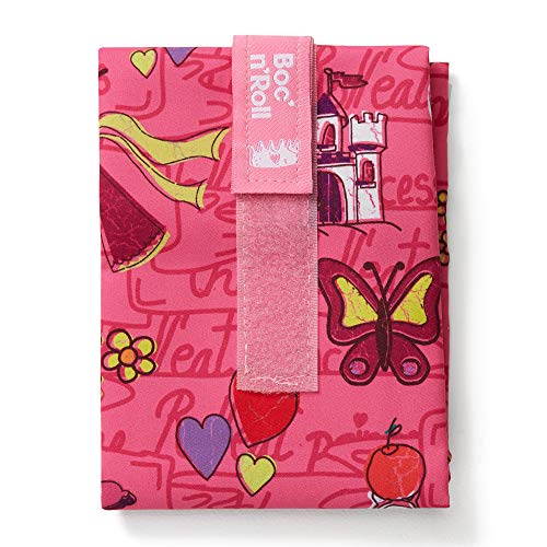 Roll'eat - Boc'n'Roll Kids | Bolsa Merienda Infantil Porta Bocadillos, Envoltorio Reutilizable y Ecológico sin BPA, Princesas Rosa