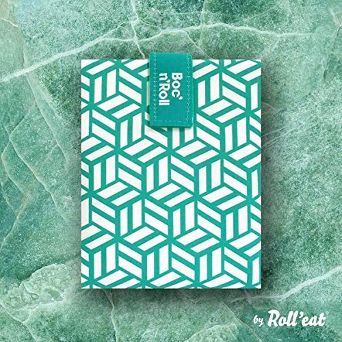 Roll'eat - Pack 2 Unidades, BOC’n’Roll Active Azul y BOC’n’Roll Tiles Verde | Dos Bolsas de Merienda Porta Bocadillos, Envoltorios Reutilizables y Ecológicos sin BPA