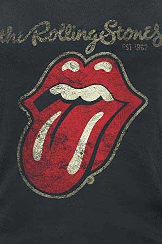 Rolling Stones The Plastered Tongue Mujer Top Negro L, 100% algodón, Regular