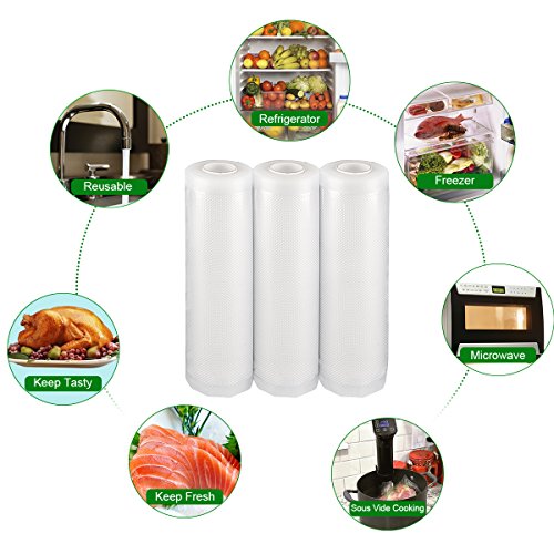 Rollos para Envasadora Sellador de Vacío 3 packs 20cmx300cm y 3 packs 28cmx300cm Bolsas Profesional para la Conservación de Alimentos Protector la Comida para Cocina
