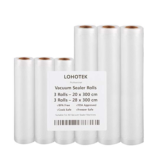 Rollos para Envasadora Sellador de Vacío 3 packs 20cmx300cm y 3 packs 28cmx300cm Bolsas Profesional para la Conservación de Alimentos Protector la Comida para Cocina Rollos para Envasadora Sellador de Vacío 3 packs 20cmx300cm y 3 packs 28cmx300cm Bolsas Profesional para la Conservación de Alimentos Protector la Comida para Cocina