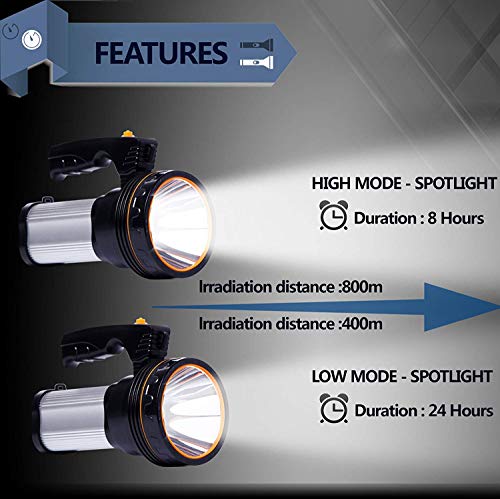 ROMER LED Rechargeable Handheld Searchlight High-Power Super Bright 9000 MA 6000 LUMENS CREE Tactical Spotlight Torch Lantern Flashlight (Plata) ROMER LED Rechargeable Handheld Searchlight High-Power Super Bright 9000 MA 6000 LUMENS CREE Tactical Spotlight Torch Lantern Flashlight (Plata)