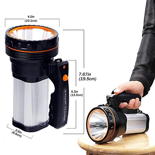 ROMER LED Rechargeable Handheld Searchlight High-Power Super Bright 9000 MA 6000 LUMENS CREE Tactical Spotlight Torch Lantern Flashlight (Plata) ROMER LED Rechargeable Handheld Searchlight High-Power Super Bright 9000 MA 6000 LUMENS CREE Tactical Spotlight Torch Lantern Flashlight (Plata)
