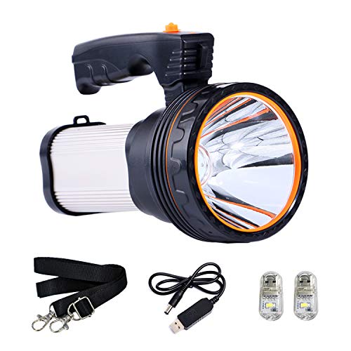 ROMER LED Rechargeable Handheld Searchlight High-Power Super Bright 9000 MA 6000 LUMENS CREE Tactical Spotlight Torch Lantern Flashlight (Plata)