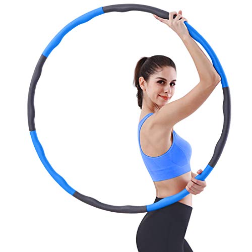 ROMIX Hula Hoop, Professional Diseño Ondulado Desmontable 8 Secciones Espuma Aro de Fitness, Diámetro Ajustable Adelgazar Ejercicio Hoola Hoop para Perder Peso Deporte Danza Adultos y Niños – Azul