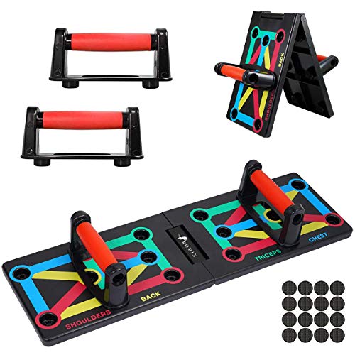 ROMIX Push Up Rack Board, 12 en 1 Multifuncional Sistema Plegable Ejercicio Stands, Portátil Tabla de Flexiones Hogar Gimnasio Soporte Equipo para Corporal Muscular Fitness Entrenamiento Hombre Mujer